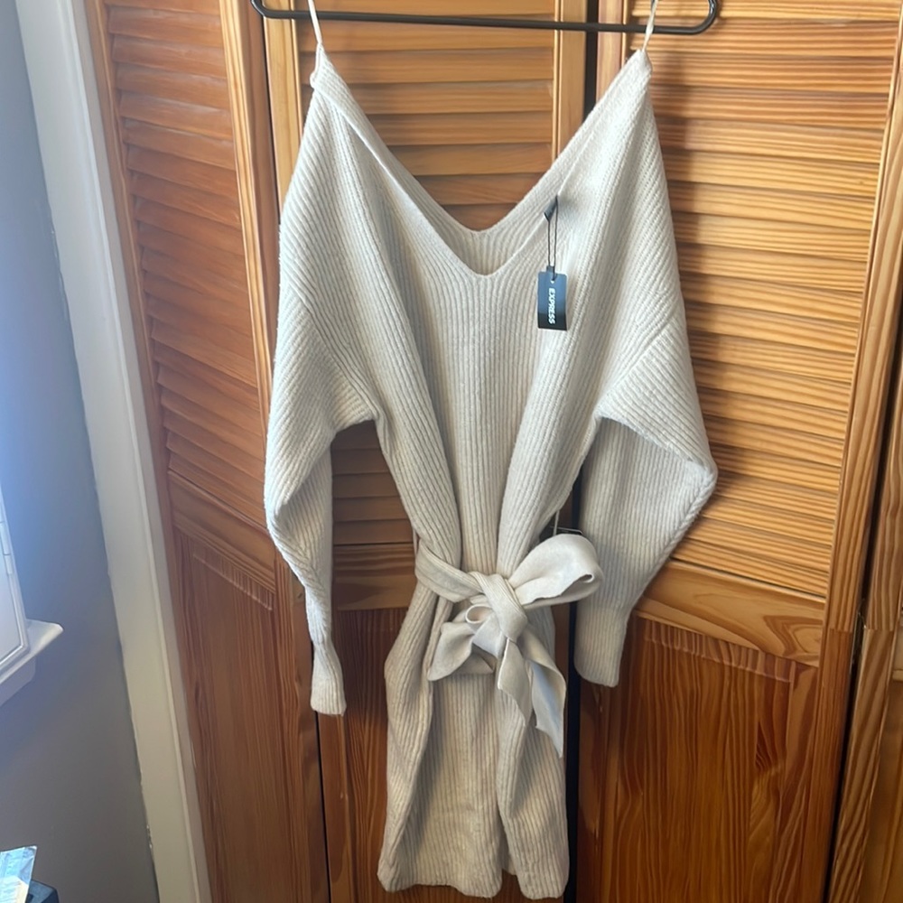 Beige sweater dress